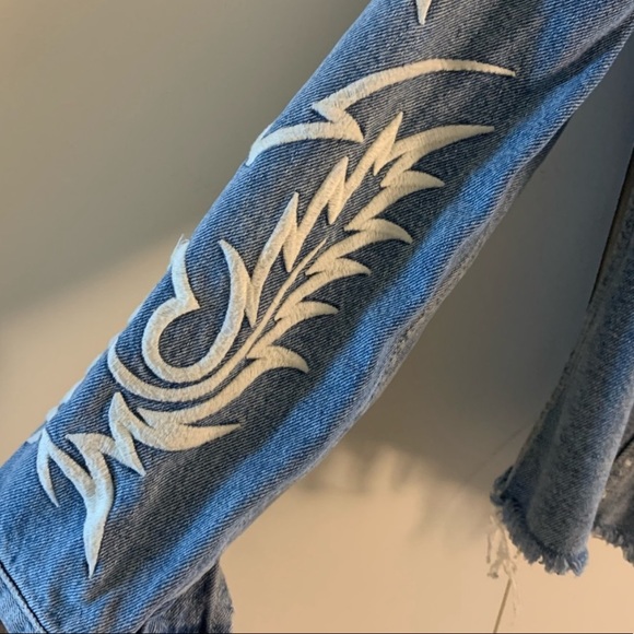 All Saints embroidered jean jacket sz xs - Picture 4 of 8